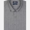 Chemises Homme Café Coton | Chemise Cintree Hall En Flanelle Anthracite - Col Boutonne