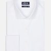 Chemises Homme Café Coton | Chemise En Pin Point Blanc - Poignets Mousquetaires