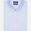 Chemises Homme Café Coton | Chemise Cintree Lenny A Carreaux Ciel - Col Boutonne