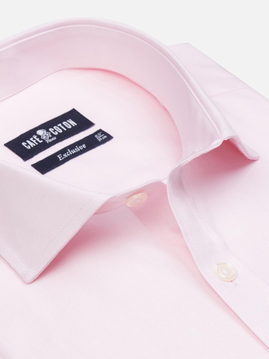 Chemises Homme Café Coton | Chemise En Pin Point Rose