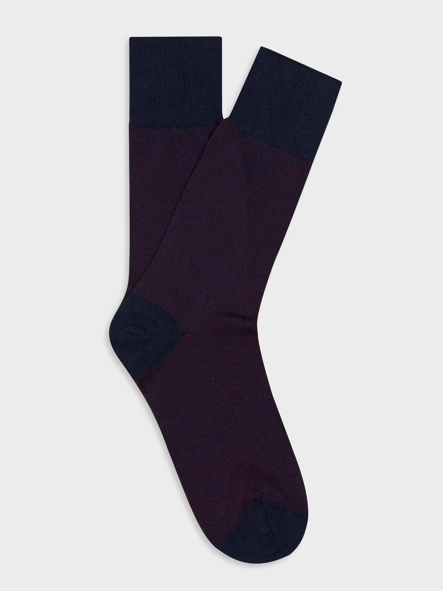 Accessoires Café Coton | Chaussettes Ben A Micro-Motif Bordeaux