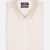 Chemises Homme Café Coton | Chemise Cintree Hall En Flanelle Sable - Col Boutonne