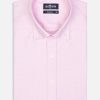 Chemises Homme Café Coton | Chemise Cintree En Natte Rose - Col Boutonne