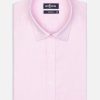 Chemises Homme Café Coton | Chemise Cintree En Natte Rose - Petit Col