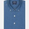 Chemises Homme Café Coton | Chemise En Denim Ciel - Col Boutonne