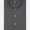 Chemises Homme Café Coton | Chemise Col Mao Lou En Denim Gris