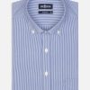 Chemises Homme Café Coton | Chemise Menthon A Rayures Marine - Col Boutonne