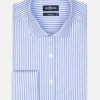 Chemises Homme Café Coton | Chemise Colin A Rayures Ciel - Poignets Mousquetaires