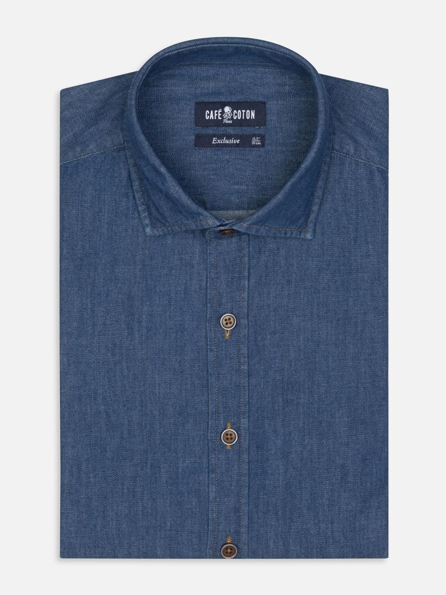 Chemises Homme Café Coton | Chemise Malo En Denim