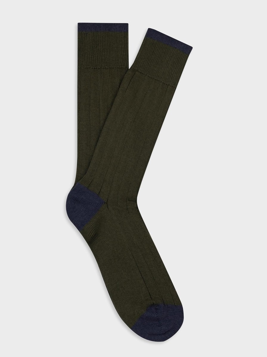 Accessoires Café Coton | Chaussettes Bicolores Barry Kaki