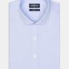 Chemises Homme Café Coton | Chemise Cintree En Pin Point Ciel