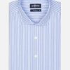 Chemises Homme Café Coton | Chemise Cintree Shepherd Ciel A Rayures