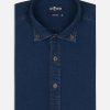 Chemises Homme Café Coton | Chemise Cintree Kurt En Oxford Indigo - Col Boutonne