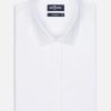 Chemises Homme Café Coton | Chemise Cintree En Chevron Blanc - Petit Col