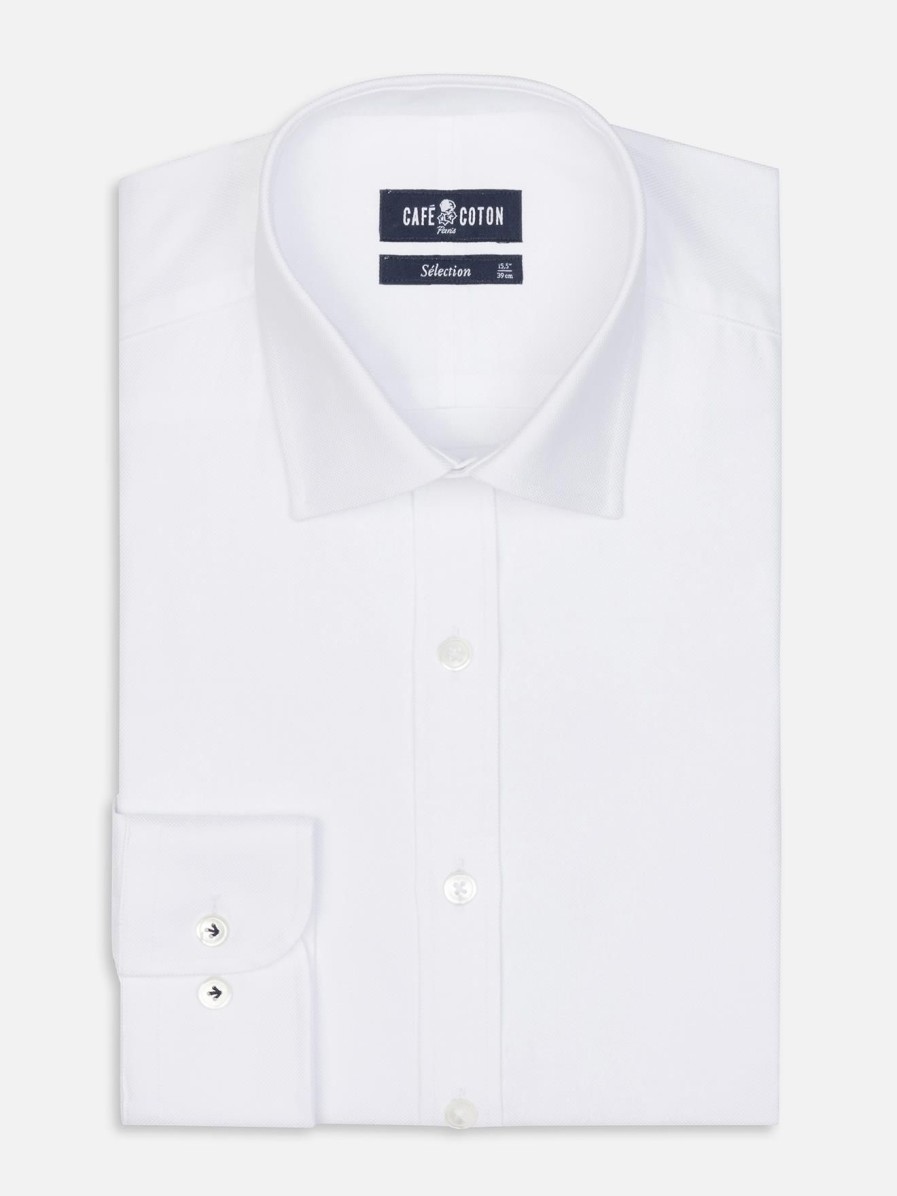 Chemises Homme Café Coton | Chemise En Oxford Royal Blanc