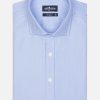 Chemises Homme Café Coton | Chemise Cintree En Chevron Ciel