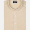 Chemises Homme Café Coton | Chemise Cintree Lio En Gabardine Lavee Sable