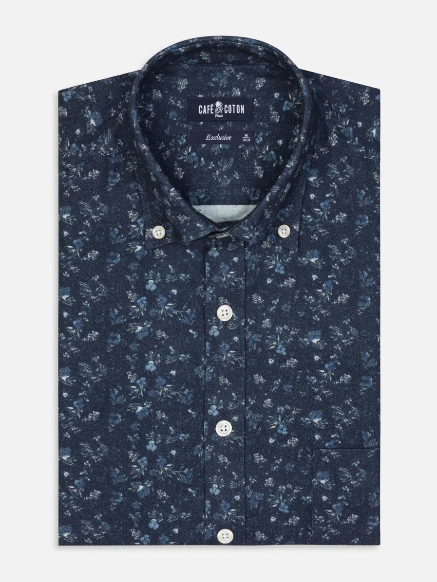 Chemises Homme Café Coton | Chemise Graham A Imprime Floral - Col Boutonne