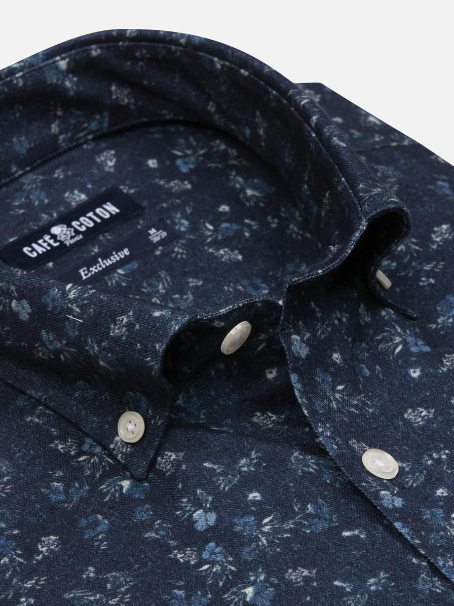 Chemises Homme Café Coton | Chemise Graham A Imprime Floral - Col Boutonne