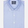 Chemises Homme Café Coton | Chemise Barney A Carreaux Ciel - Col Boutonne