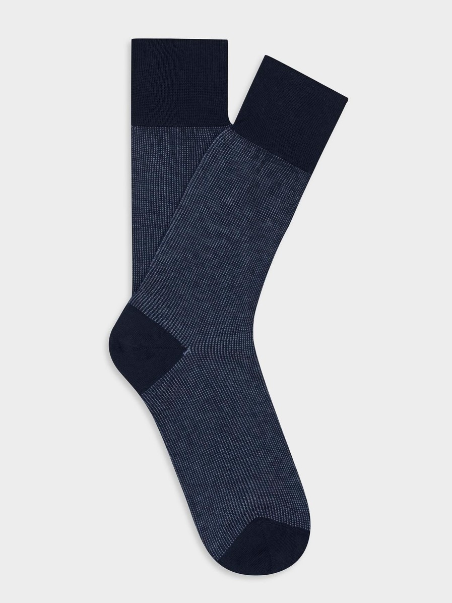 Accessoires Café Coton | Chaussettes Ben A Micro-Motif Bleu