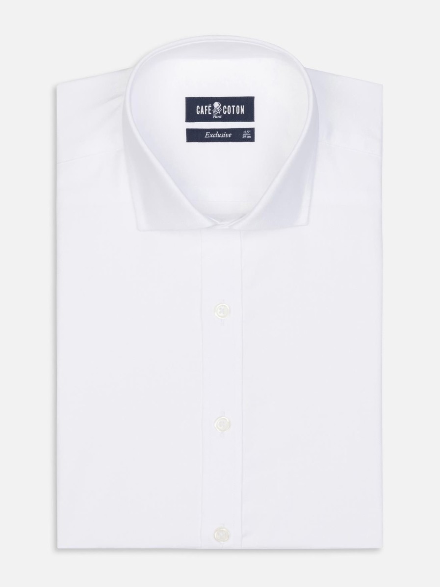 Chemises Homme Café Coton | Chemise Cintree En Oxford Blanc