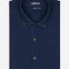 Chemises Homme Café Coton | Chemise Cintree Alford En Twill Indigo - Col Boutonne