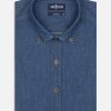 Chemises Homme Café Coton | Chemise Cintree Malo En Denim - Col Boutonne