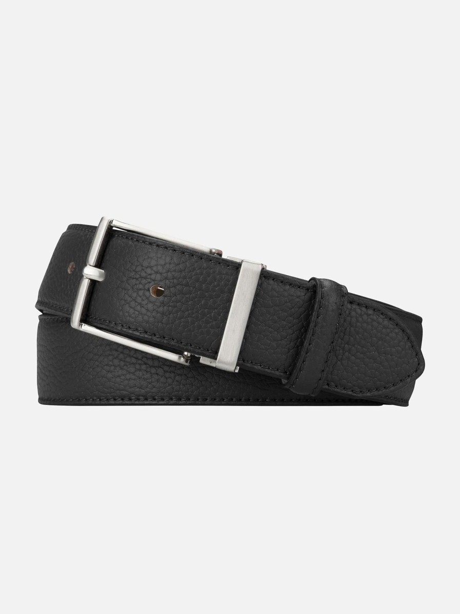 Accessoires Café Coton | Ceinture En Cuir Taurillon Noir