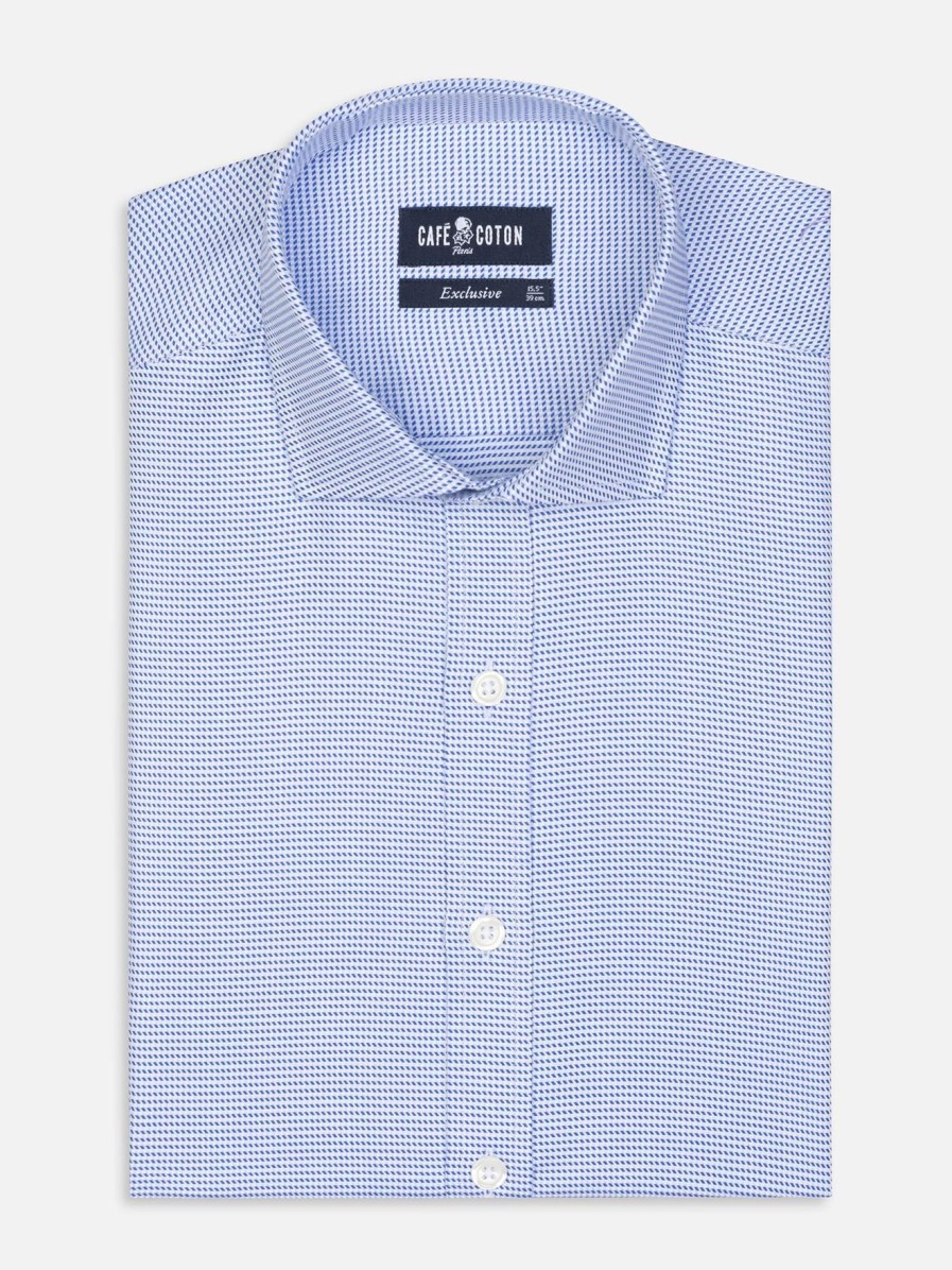 Chemises Homme Café Coton | Chemise Nelson En Twill Bleu