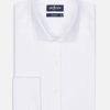 Chemises Homme Café Coton | Chemise En Chevron Blanc - Poignets Mousquetaires