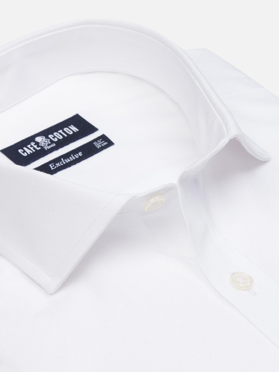 Chemises Homme Café Coton | Chemise En Pin Point Blanc