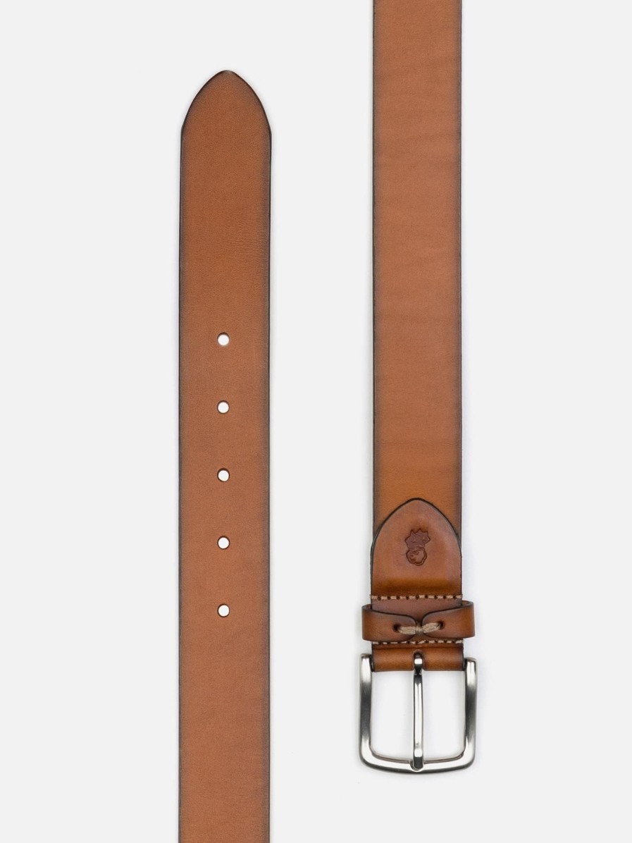 Accessoires Café Coton | Ceinture En Cuir Patine Marron