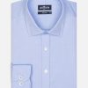 Chemises Homme Café Coton | Chemise Cintree En Pin Point Royal Ciel