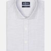 Chemises Homme Café Coton | Chemise Cintree Hall En Flanelle Grise - Grande Longueur De Manches