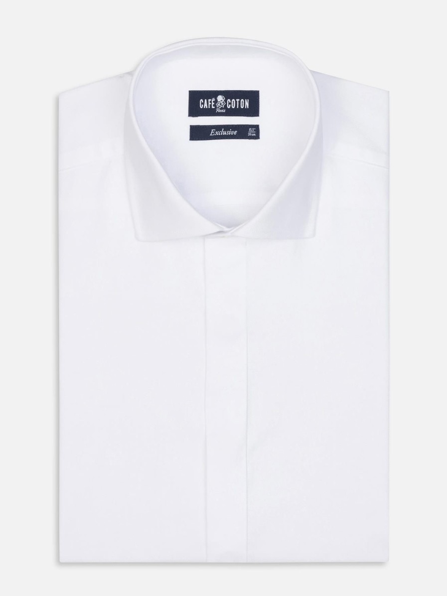 Chemises Homme Café Coton | Chemise En Oxford Blanc - Gorge Cachee