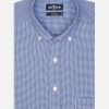 Chemises Homme Café Coton | Chemise Landry En Vichy Marine - Col Boutonne