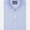 Chemises Homme Café Coton | Chemise Nelson En Twill Bleu - Col Boutonne