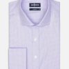 Chemises Homme Café Coton | Chemise Cintree En Natte Parme - Poignets Mousquetaires