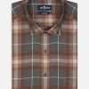 Chemises Homme Café Coton | Chemise Don A Motif Tartan Gris - Col Boutonne