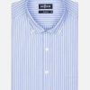 Chemises Homme Café Coton | Chemise Shepherd Ciel A Rayures - Col Boutonne