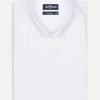 Chemises Homme Café Coton | Chemise En Chevron Blanc - Col Boutonne