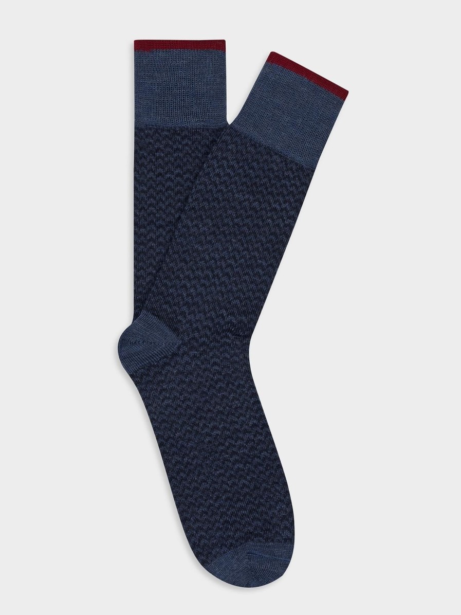 Accessoires Café Coton | Chaussettes Bauer A Motif Chevron Bleu