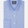 Chemises Homme Café Coton | Chemise Smith En Natte Ciel - Poignets Mousquetaires