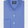 Chemises Homme Café Coton | Chemise Cintree Daria En Popeline Bleue - Poignets Mousquetaires