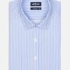 Chemises Homme Café Coton | Chemise Cintree Colin A Rayures Ciel - Petit Col