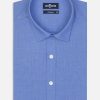 Chemises Homme Café Coton | Chemise Cintree Daria En Popeline Bleue - Petit Col