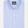 Chemises Homme Café Coton | Chemise Cintree Colin A Rayures Ciel