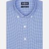 Chemises Homme Café Coton | Chemise Landry En Vichy Bleu - Col Boutonne