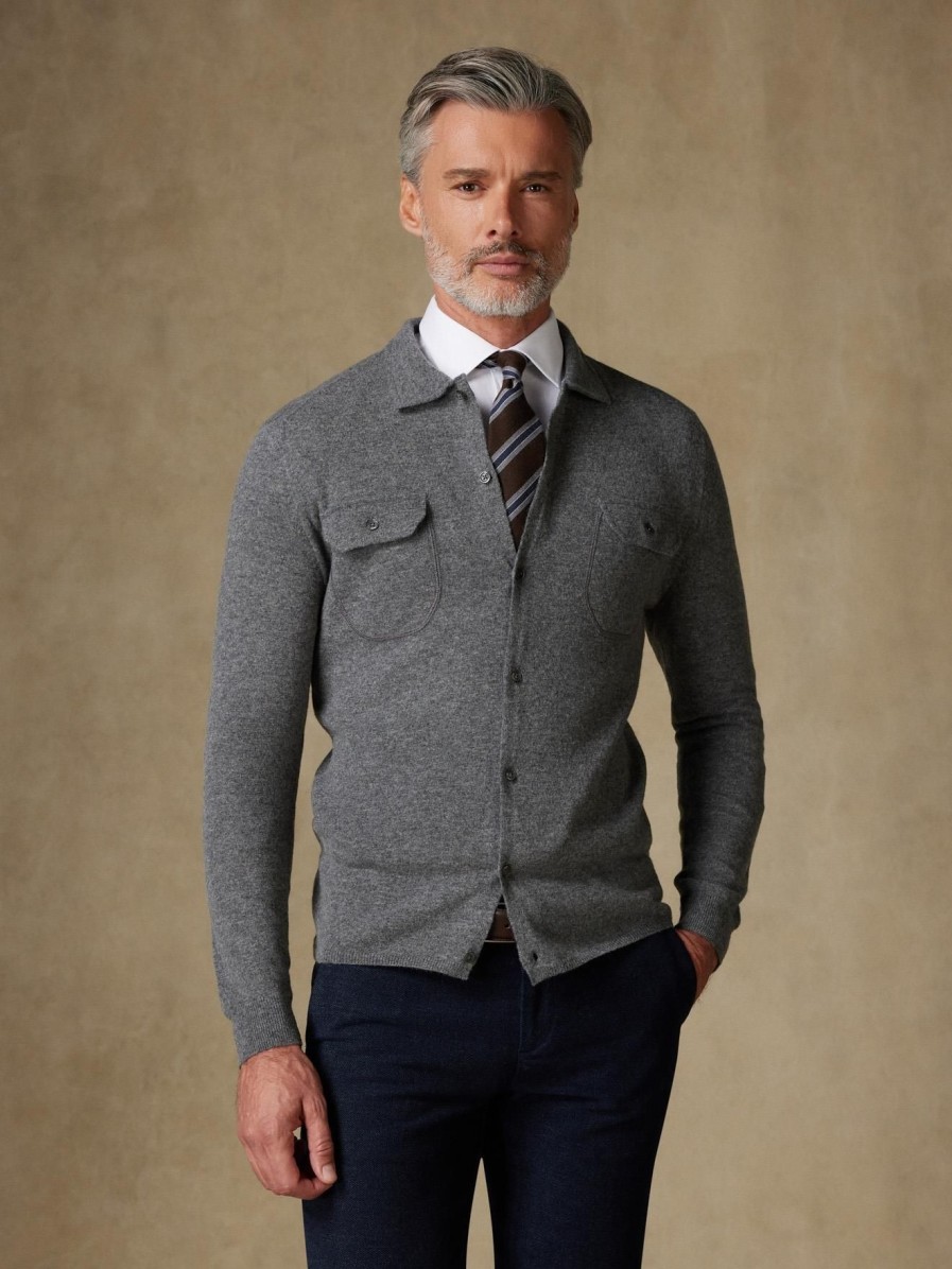 Pret A Porter Café Coton | Cardigan Dan En Lambswool Gris